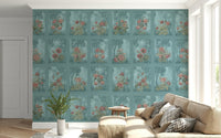 Botanical forest wallpaper with rose accents for a quiet lounge