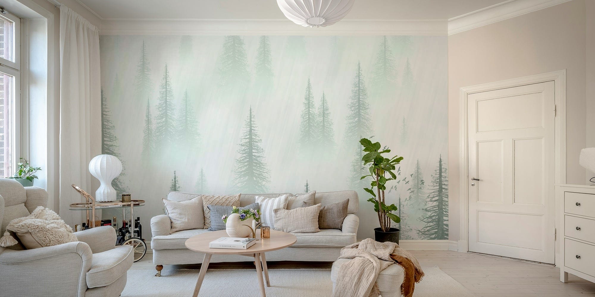 misty forest wallpaper mural for walls GD083