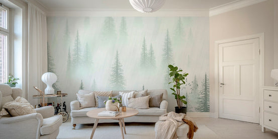 misty forest wallpaper mural for walls GD083