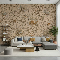 Inspiring misty forest atmosphere Forest Slumber Wallpaper Wall Mural adorning a restful hallway.