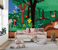Kids room wallpaper: Forest Tales woodland art
