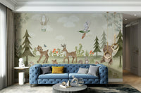 The colors are gentle and lush, with a natural, green and gray palette.

