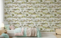 Whimsical Forest Tales pattern, nature theme wall decoration.