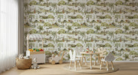 Wall covering Forest Tales pattern, forest animal design print.
