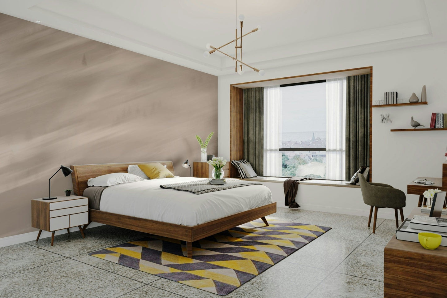 soft sepia valley mural for rooms