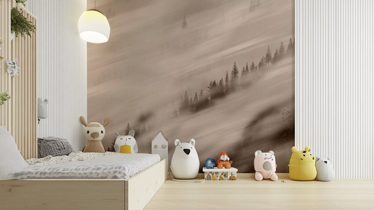 sepia tone tree wallpaper design