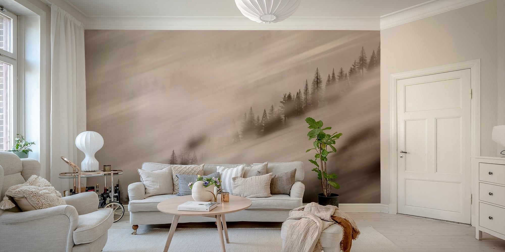 sepia forest wallpaper with trees GD085

