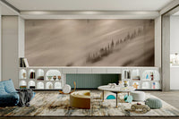 valley view wallpaper in brown tones