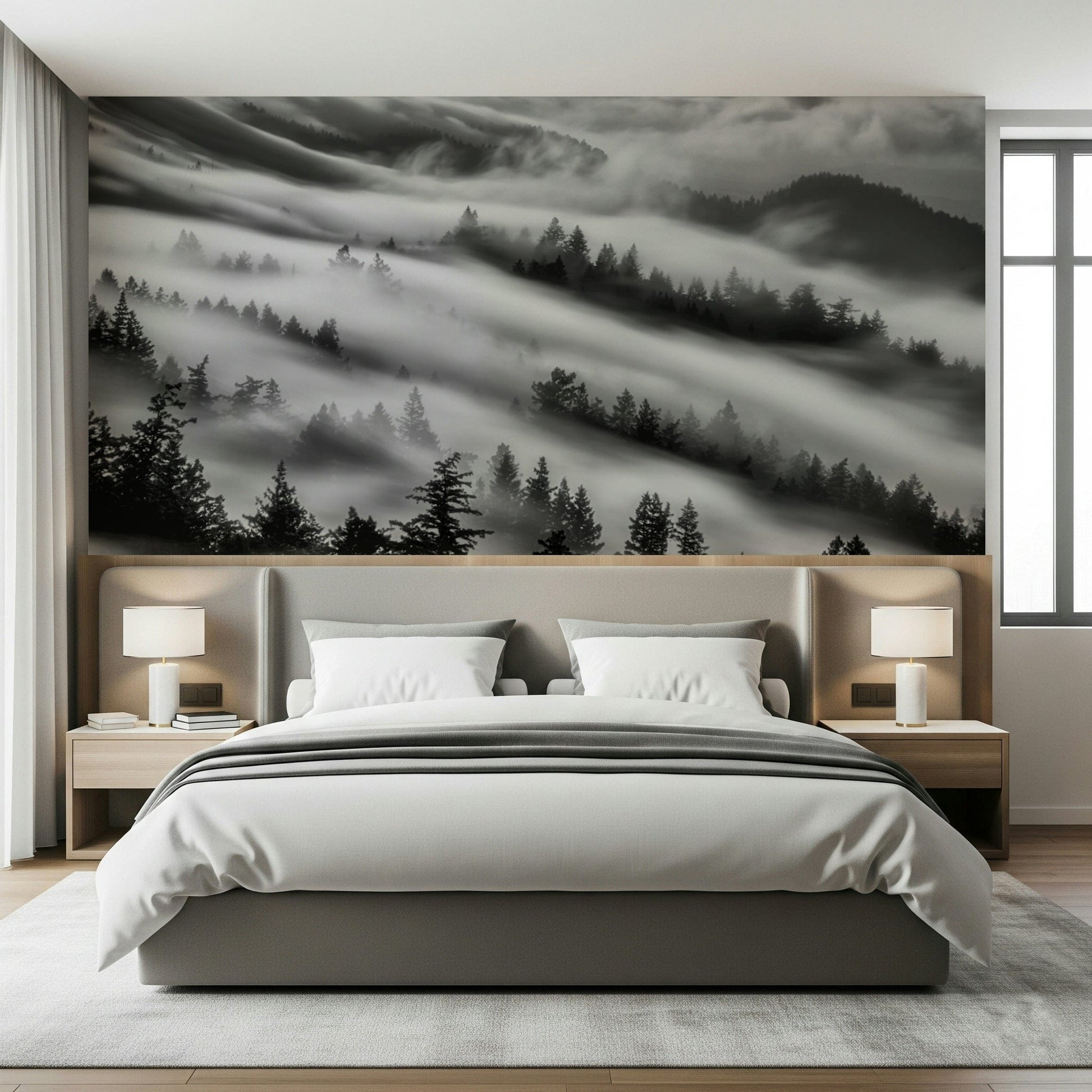 Deep shadows Forest Veil wall mural moody woodland design