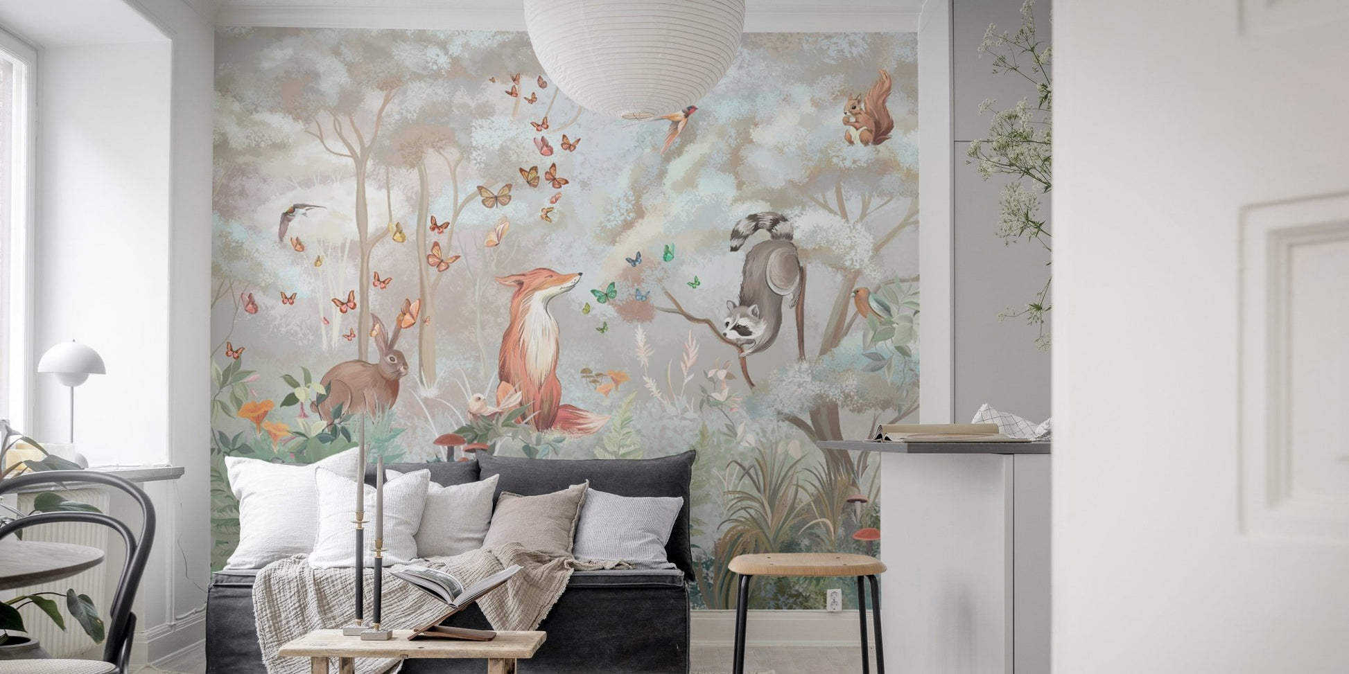 Whimsical Woodland Animals Wall Mural

