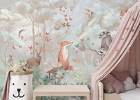 Cute Fox and Forest Creatures Wallpaper
