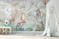 Hand-Drawn Woodland Animals Mural
