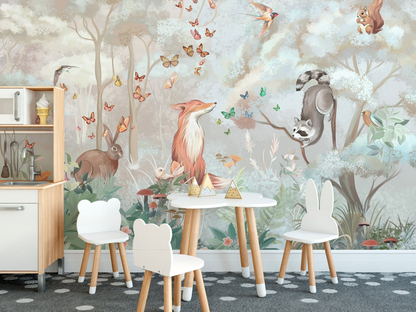 Nature-Themed Kids Room Wallpaper

