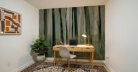 A graceful subtle tree wall mural in cool, natural tones., GD5587