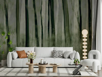 A peaceful woodland vista mural on decorative wallpaper., GD5587