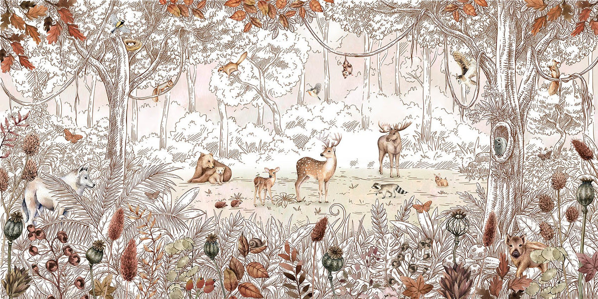 Forest Friends Wallpaper Murals in your room — zoomed