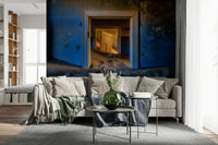 A peaceful modern abstract mural on decorative wallpaper., GD5913