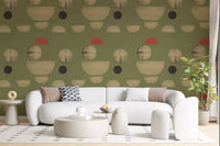 Living room styled with Formas Abstractas de Tierra wallpaper earthy shapes