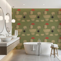 Bathroom room setup with Formas Abstractas de Tierra wallpaper modern style