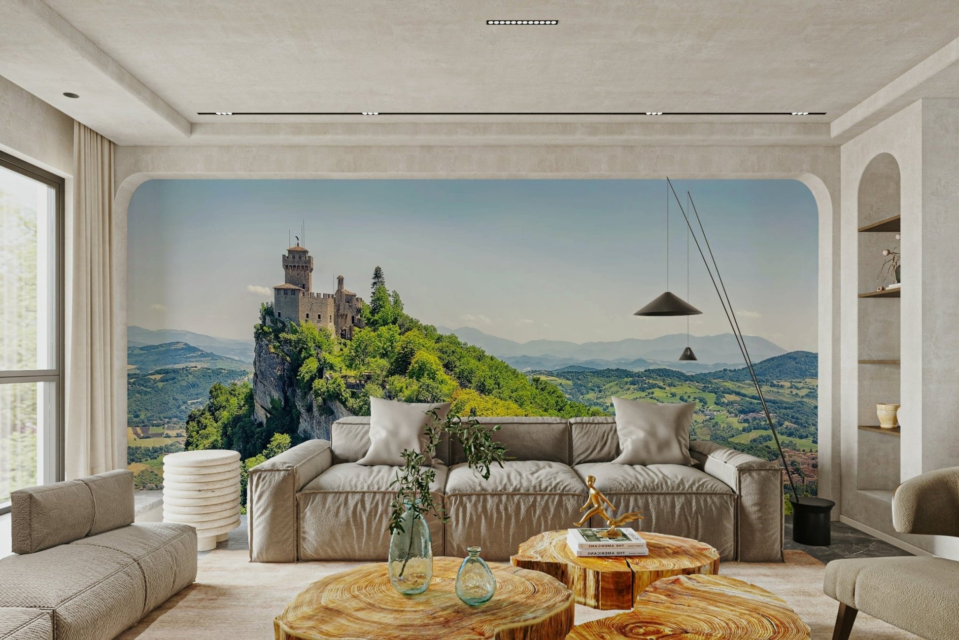 A striking medieval fortress surrounded by dense forest GD5061