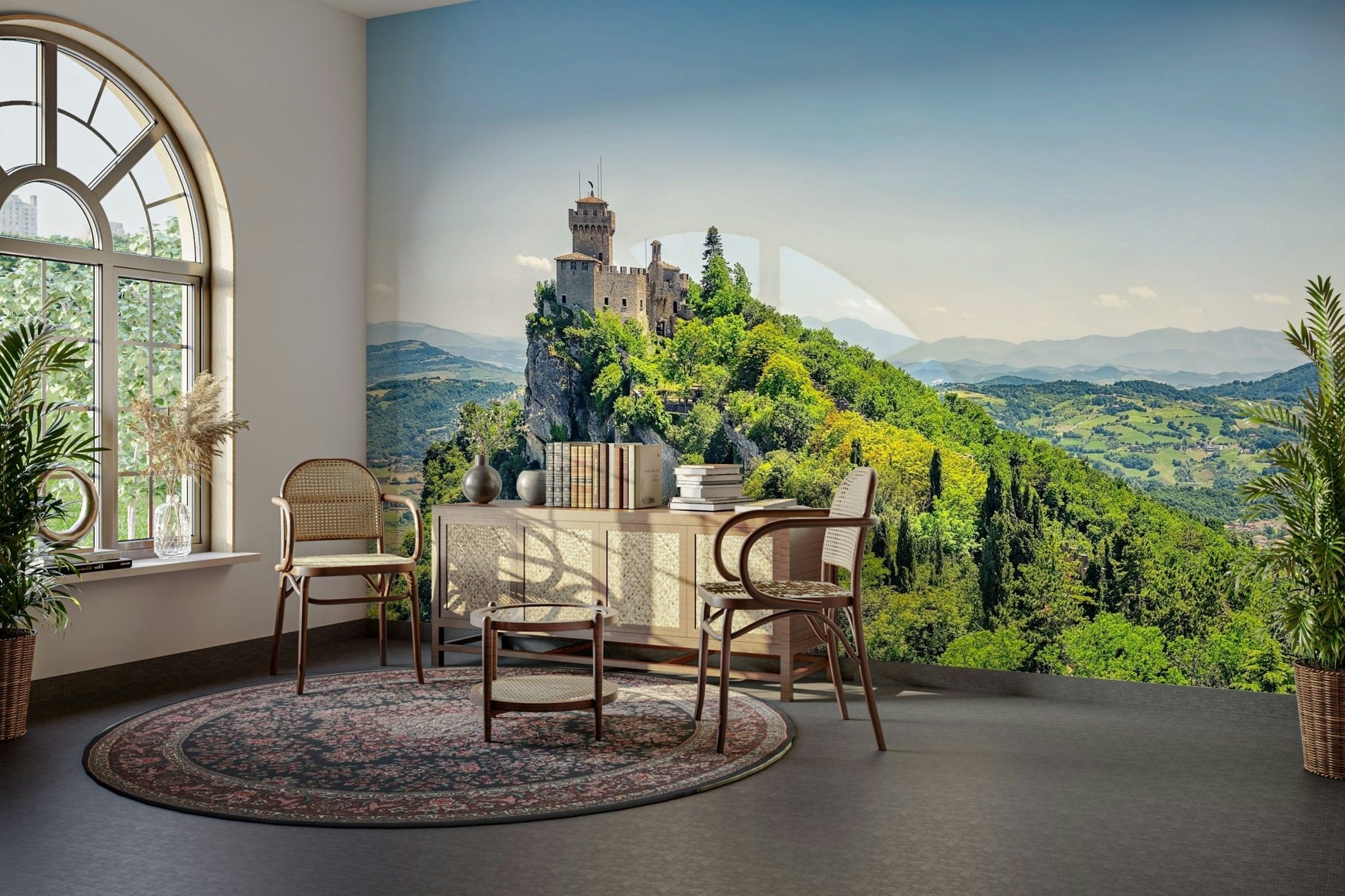 Fortress Vista Wall Mural showing a historic castle peak GD5061