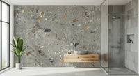 Industrial Fossil Stone Grey wallpaper, coarse stone pattern, subtle color variations throughout.