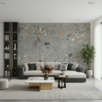 High-definition Terrazzo Texture mural, crisp definition of cracked shell and stone.