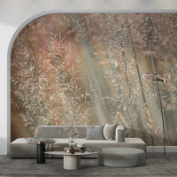 Serene field background via Fountain Grass Wall Mural artistic living room., GD6718
