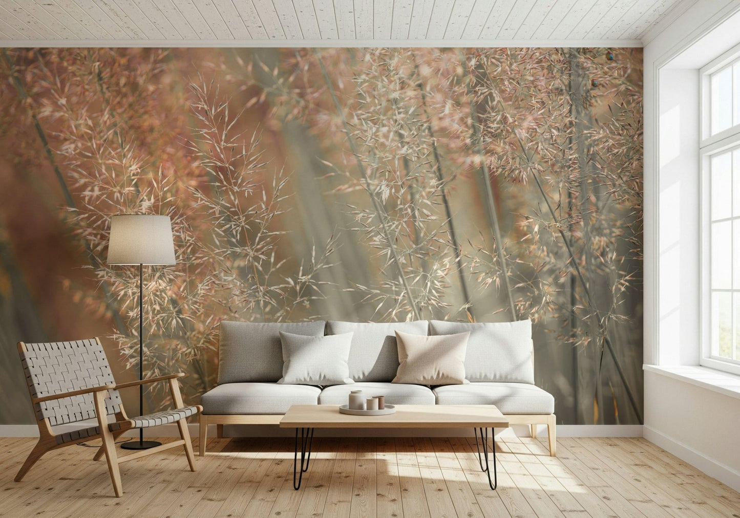 Gentle swaying stalks captured in Fountain Grass wallpaper mural relaxing vibe., GD6718