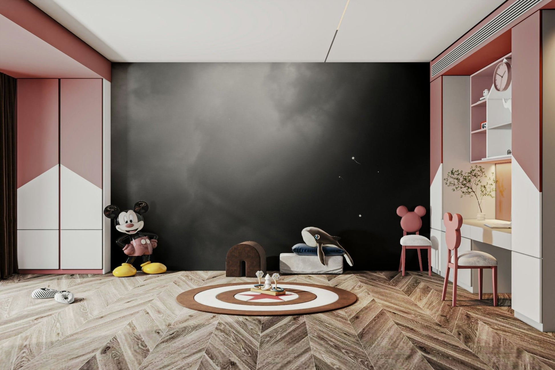 Soft grey smoke swirls across this moody black and white wall mural GD4888
