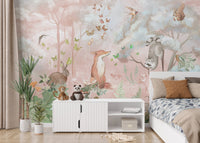 Enchanting forest mural with animals
