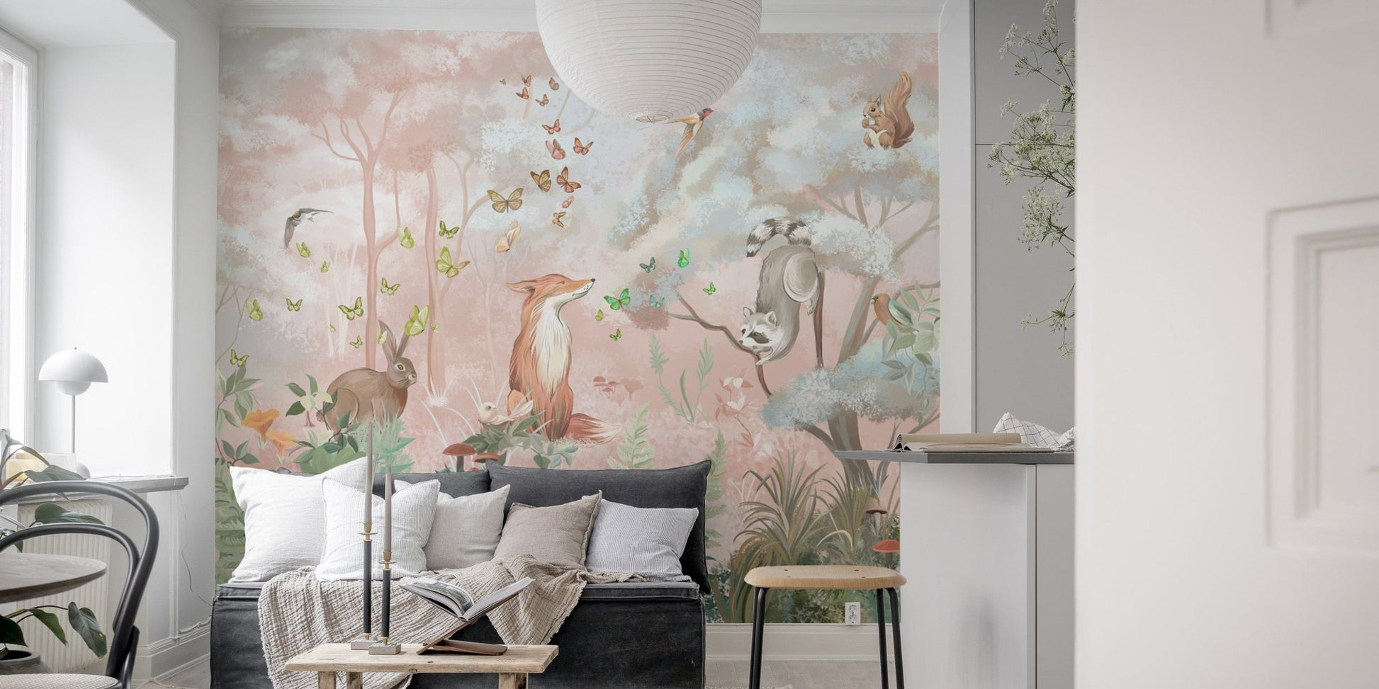 Fox and rabbit scenic wall decor
