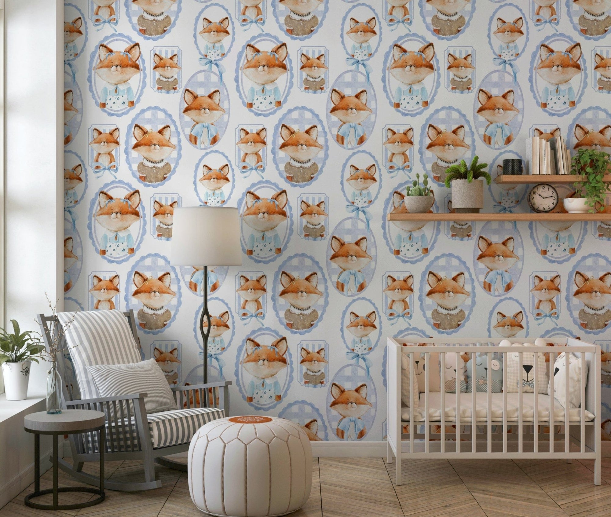 Adorable kit portraits on Fox Portrait Gallery peel and stick wallpaper., GD7219