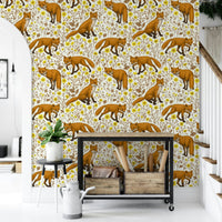 A peaceful natural theme mural on decorative wallpaper.