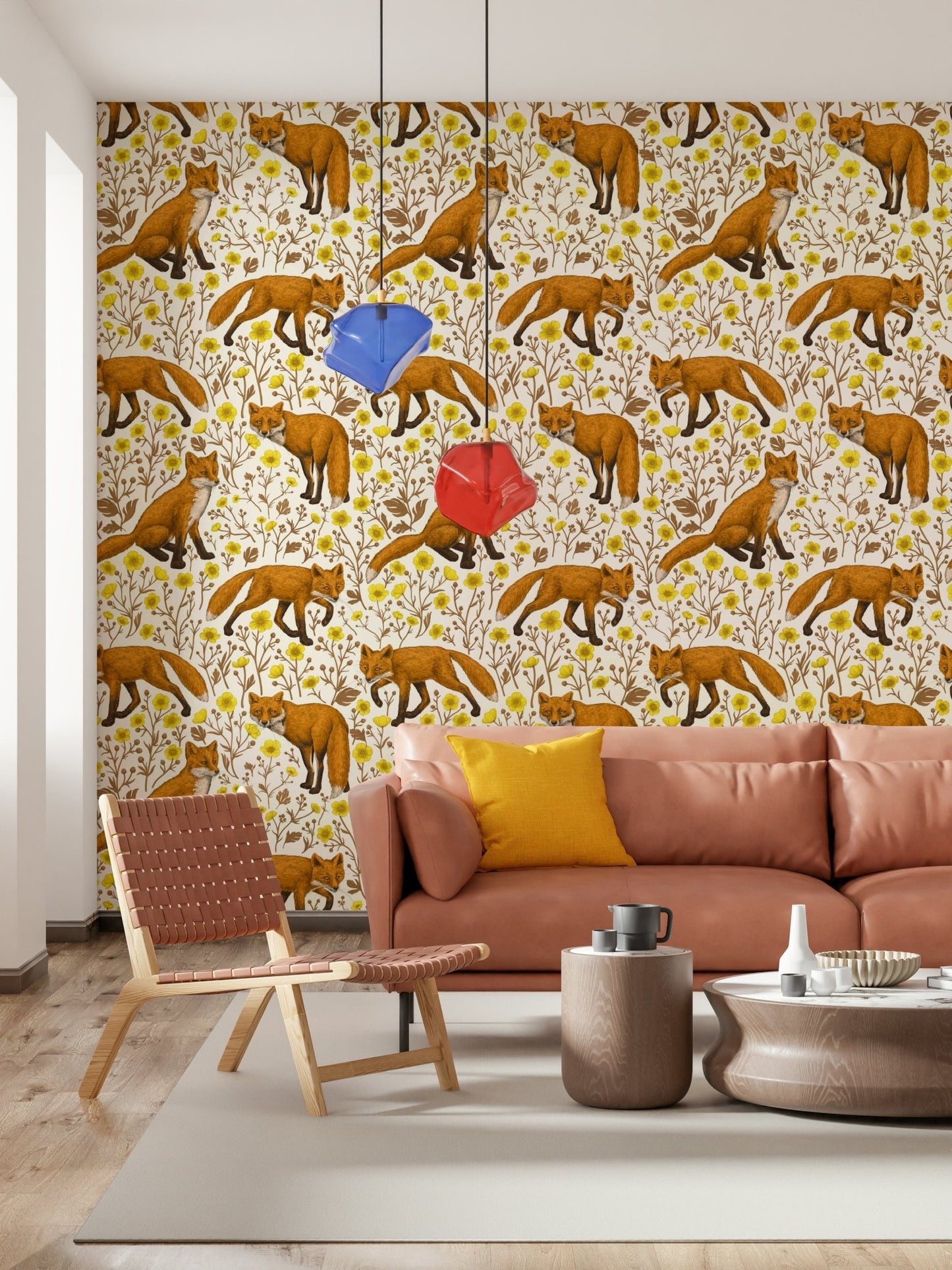 A graceful subtle pattern wall mural in soft, natural tones.