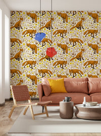 A graceful subtle pattern wall mural in soft, natural tones.