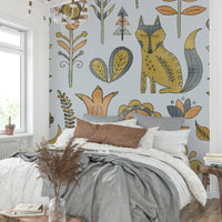 Whimsical fox design on wallpaper for walls

