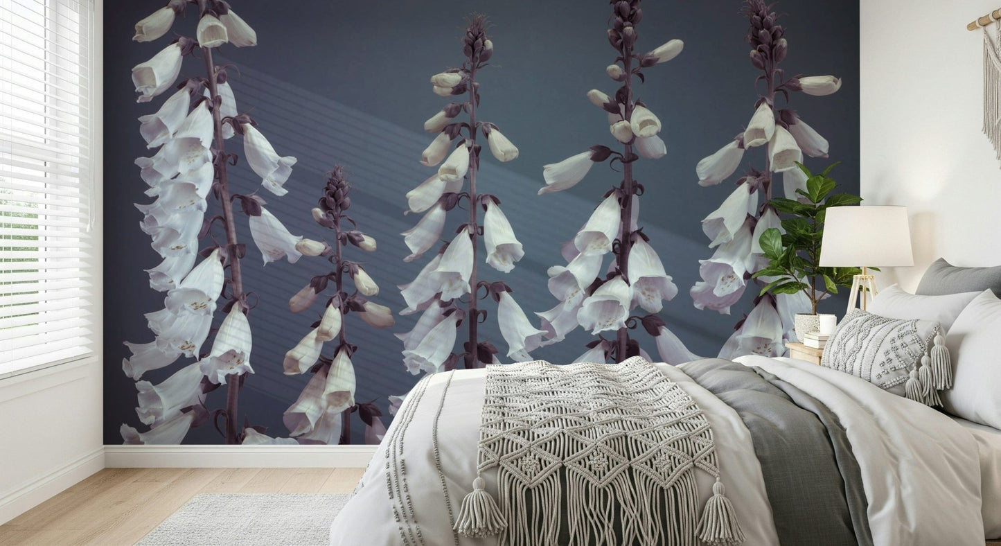 Dramatic vertical flora Foxglove Fantasy Wall Mural, beautiful nature wall mural.