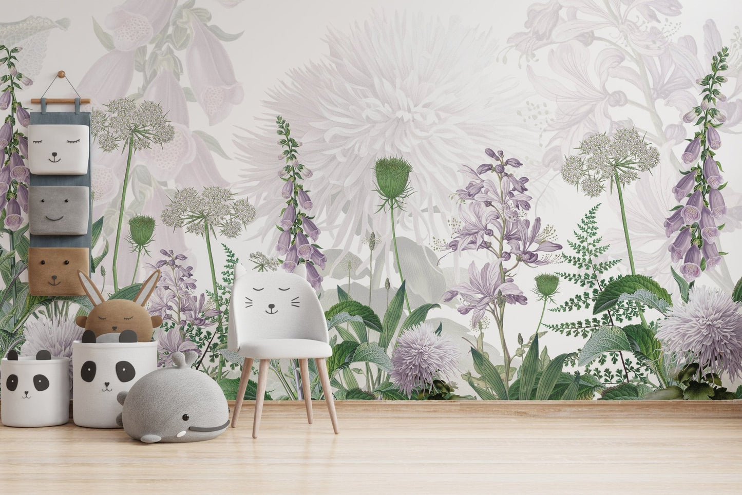 Foxglove Purple color Flowers wallpaper mural SRED12