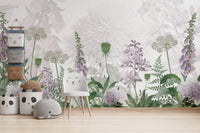 Foxglove Purple color Flowers wallpaper mural SRED12