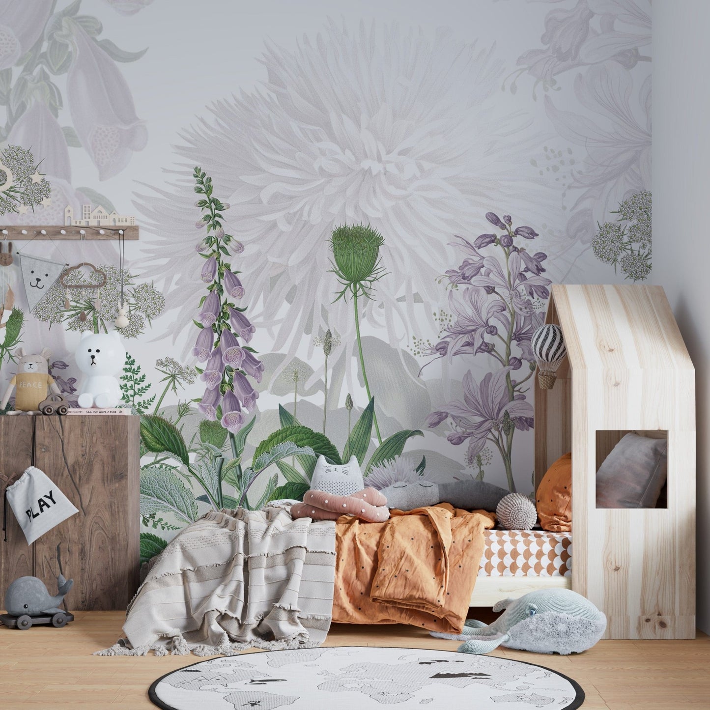 Foxglove Purple color Flowers wallpapers murals - Giffywalls SRED12