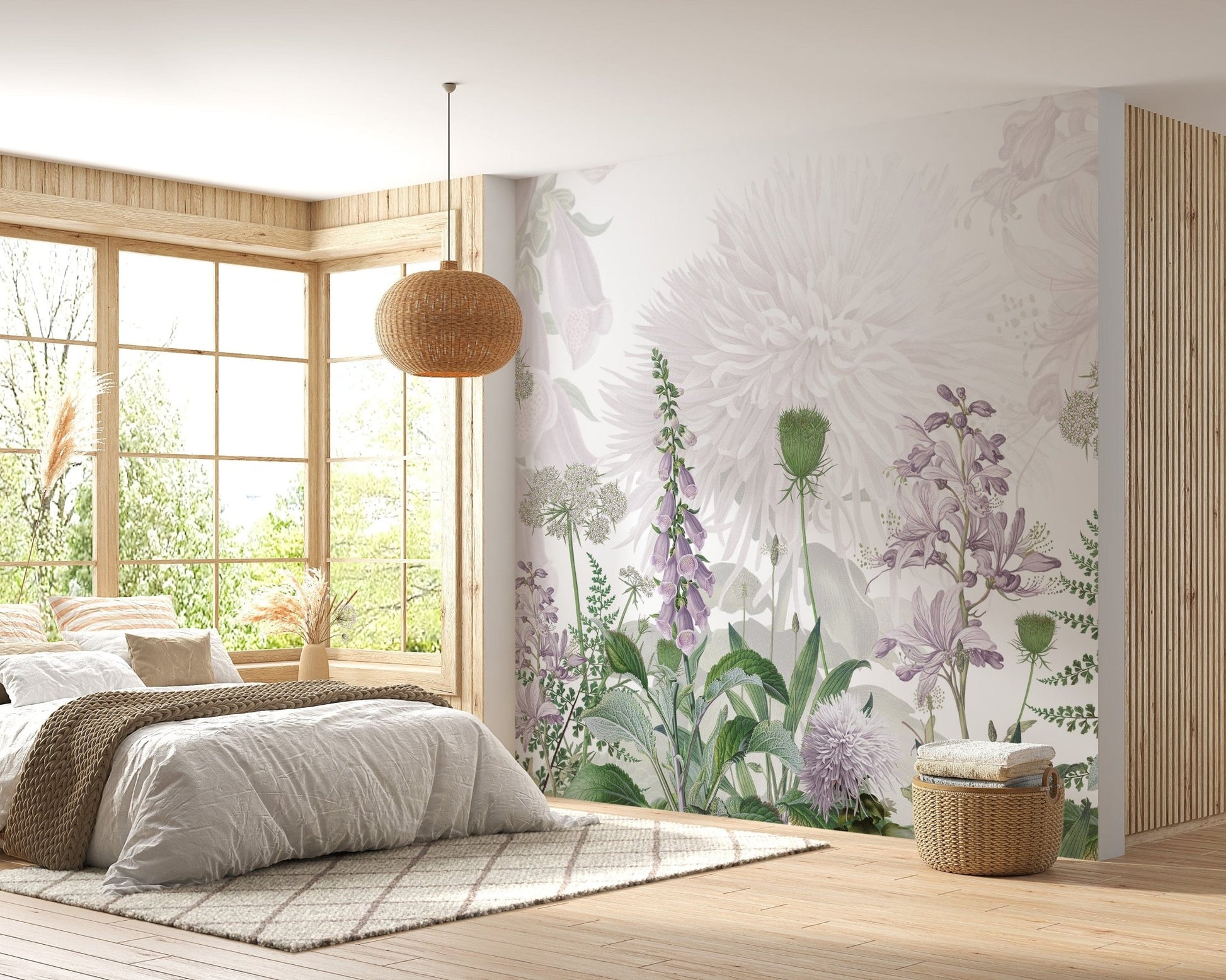 Foxglove Purple color Flowers peel and stick wallpaper SRED12