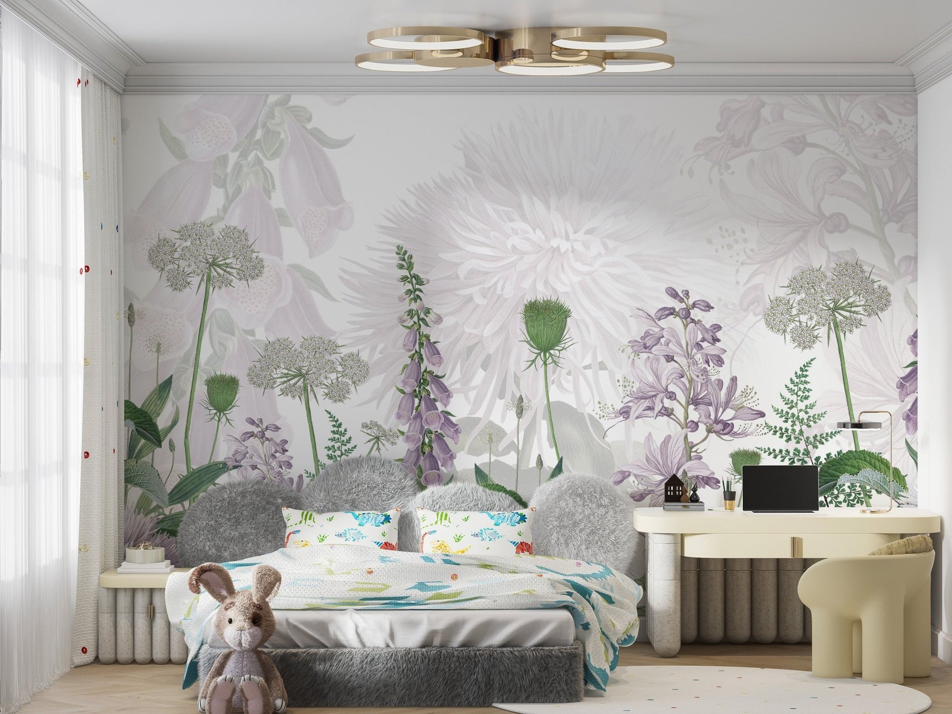 Foxglove Purple color Flowers wallpapers murals - Giffywalls SRED12
