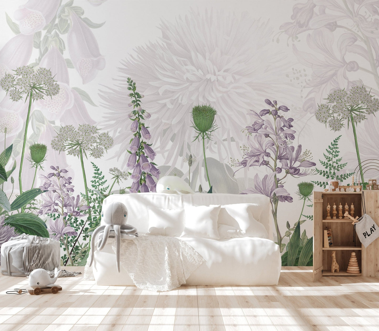 Foxglove Purple color Flowers wallpaper for walls SRED12