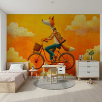 This playful fox wall mural suits a toddler room with warm autumn colours