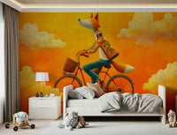 Soft cloud Kids bedroom give Fox's Autumnal Ride wall mural a child-friendly look