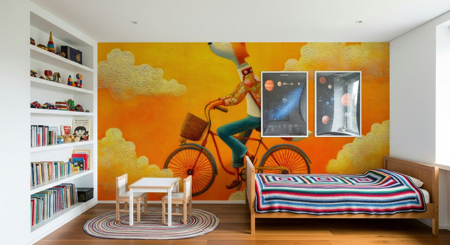 A playful nursery setting feels sweeter with Fox's Autumnal Ride wall mural