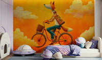 Fox's Autumnal Ride wall mural adds playful charm to a cheerful kids' space