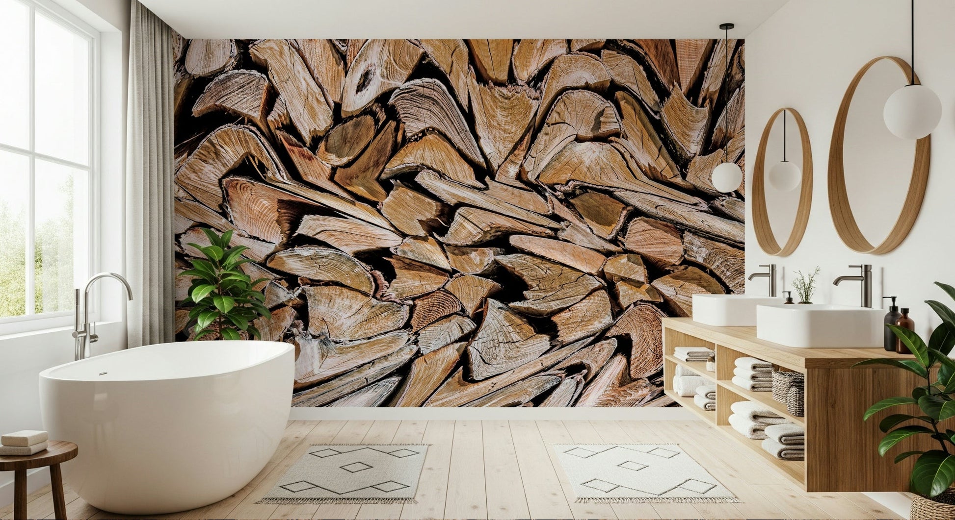 Geometric wood pattern design in the Fractured Timber Wall Mural.