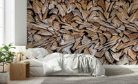 Contemporary home with the dramatic Fractured Timber Wall Mural.